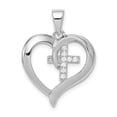 thumbnail image 4 of 925 Sterling Silver Rhodium Plated Heart Shaped with Cubic Zirconia Cross Shaped Pendant, 4 of 6