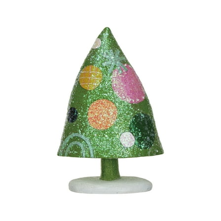 Creative Co-Op Resin Christmas Tree with Dots and Glitter, Multicolor