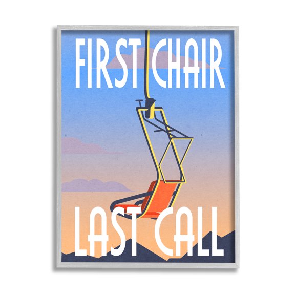 Stupell Industries First Chair Last Call Winter Ski Sport Phrase, 11 x 14, Design by Daphne Polselli