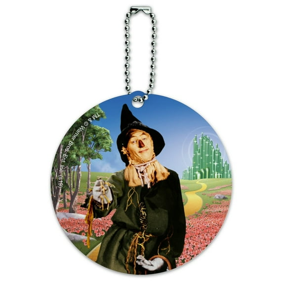Wizard of Oz Scarecrow Character Round Luggage ID Tag Card Suitcase Carry-On