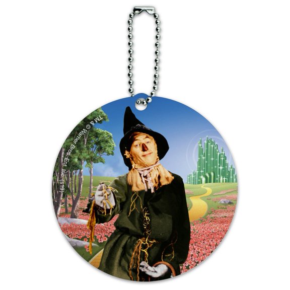 Wizard of Oz Scarecrow Character Round Luggage ID Tag Card Suitcase Carry-On