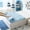 Blue-1-1-1, variant on Cooling Bamboo Mattress Pad - Breathable Bamboo Fiber & Microfiber Fill, 8-21' Deep Pocket, Green Quilted Design, Machine Washable for Home Hotel Dorm (TWIN/FULL/QUEEN/KING Sizes)