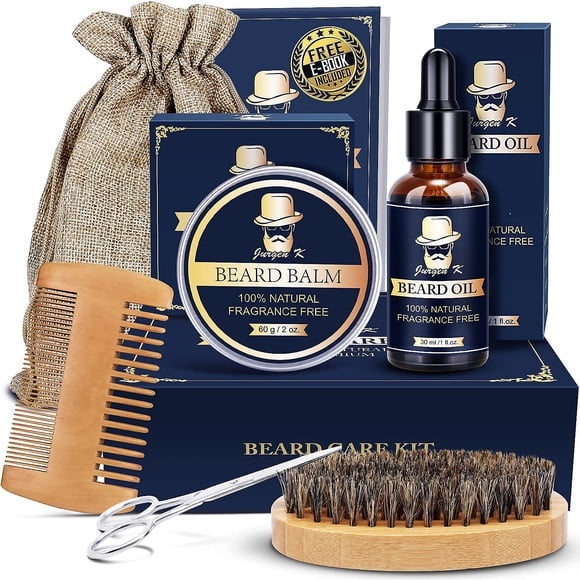 Regalos para hombres Kit de barba con bálsamo de aceite para barba cepillo peine regalos de cumpleaños y Navidad para papá esposo novio hermano hijo o amigo