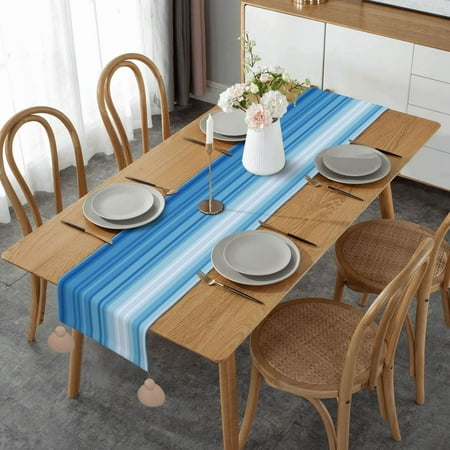 

Climate Stripes Table Runner Imitation Linen Table Runner With Khaki Tassels For Party And Dining Room 14 x 60