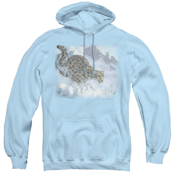 Wildlife Snow Leopard Adult Pullover Hoodie Sweatshirt Light Blue