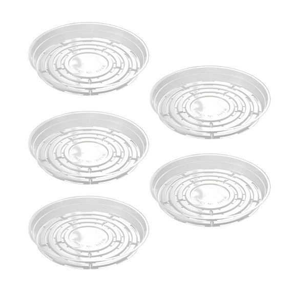 BPPEG 5-Pack Clear Plastic Plant Saucers - 12 Inch Round Water Catcher Trays for Indoor & Outdoor Pots, Self-Watering Drainage Accessories, Lightweight Durable Pot Trays with Rim