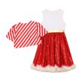 thumbnail image 4 of YiZYiF Girls Christmas Candy Cane Dance Outfit Sequins Tutu Dress with Stripes Short Coat 2Pce Set Red 10, 4 of 7