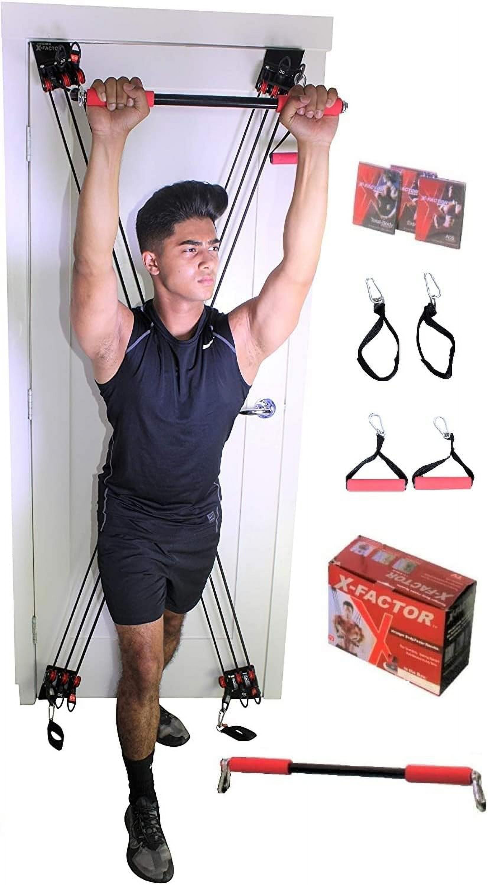 X Factor Door Gym Complete Home Fitness Set, 210+ lbs Resistance +