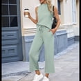 thumbnail image 2 of Conjuntos de Dos Piezas para Mujer, Conjuntos de Verano, Conjuntos de Estar por Casa, Blusas de Cuello Alto, Pantalones Cortos de Pierna . Verde XL, 2 of 3