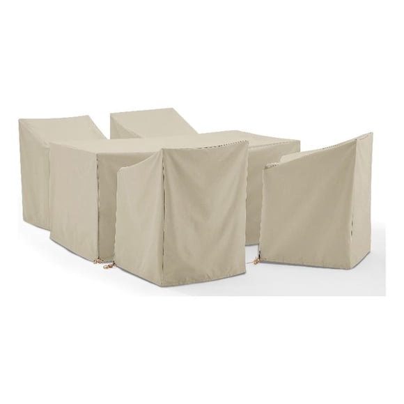 Crosley Furniture 5PC Vinyl Outdoor Dining Furniture Cover Set in Tan