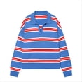 thumbnail image 3 of DHFJKG Sweaters For Women Knit Striped Turndown Collar Long Sleeve Oversized Drop Shoulder Pullover Knitwear Comfy Tops, 3 of 3