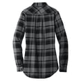 thumbnail image 3 of Yellow Rooster Flannel Shirts For Women Plaid Jackets Long Sleeve Button Down Grey/ Black L, 3 of 6