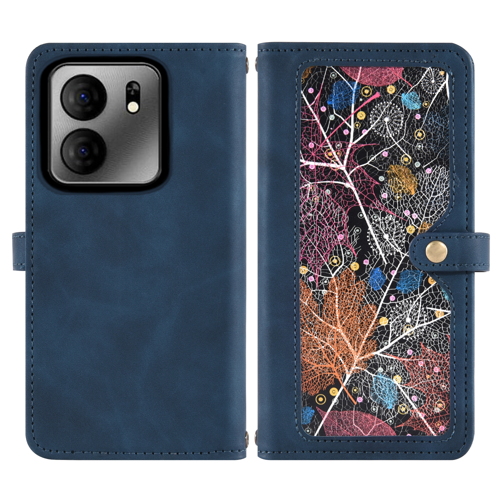 Asuwish Phone Case for Tracfone BLU View 5 B160V Wallet Cover With Tempered Glass Screen Protector Crossbody Wrist Strap Flip Pattern Zipper Card Holder Cell Trac Fone BLUE View5 160V 2024 Women Blue