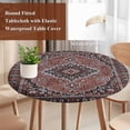 thumbnail image 4 of Boho Southwest Round Tablecloth, Fitted Table Cover with Elastic for 36"-44" Round Tables, Aztec Tribe Abstract Geometric Patterned Table Cloth Outdoor Indoor Dinning Party Waterproof Tablecloths, 4 of 7