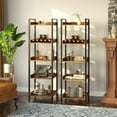 thumbnail image 2 of Rolanstar Bookshelf, 5-Tier Storage Rack, Narrow Corner Bookshelf, Display Wooden Shelves for Living Room, Bathroom, Balcony, Kitchen,Rustic Brown, 2 of 7