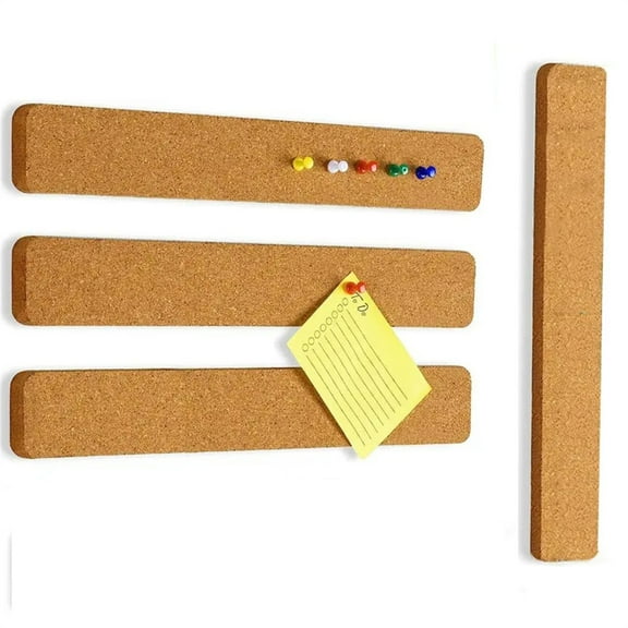 Triani 4Pack Cork Board Bar Strips Frameless Cork Board Strips No Damage for Wall Pin Board Bar Strips for Paste Notes Photos Schedules as Office Home Decor(15x2 Inch)