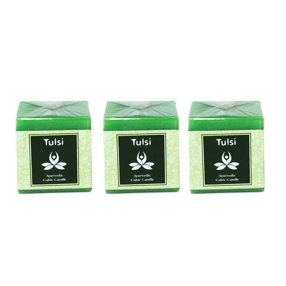 Tulsi Scented Candle 3 Pack – Ayurvedic Range, Herbal Aroma, 10 Hr Burn Time