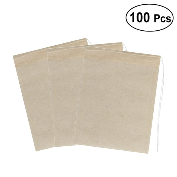 EeaseMX 100 bolsitas de té vacías de papel de filtro con cordón de 7 x 9 cm para té en polvo de hojas sueltas (color original)