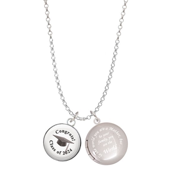 Delight Jewelry Silvertone Domed Class of 2024 To the World You are a Mother Locket Necklace