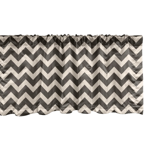 Ambesonne Chevron Valance Pack of 2, Earthy Tone Abstract Zigzag, 54"X18", Dark Taupe Champagne