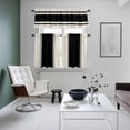 thumbnail image 4 of Black Vintage Kitchen Curtains Sets for Windows 24 Inch Length, Geometric Stripes Simple Lines Rod Pocket Window Treatments Tier Curtains and Valances Set for Bedroom/Bathroom, 4 of 8