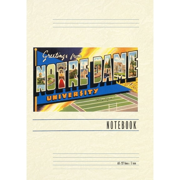 Vintage Lined Notebook Greetings from Notre Dame University, (Paperback)