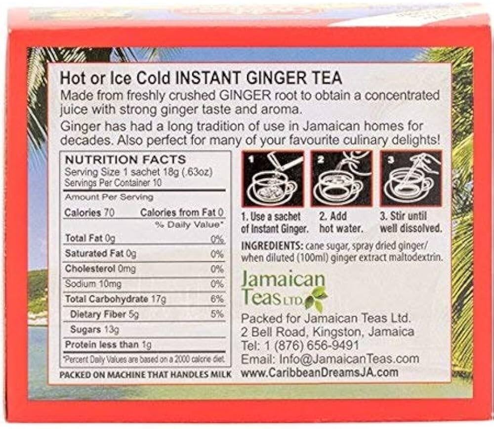 Caribbean Tea Ginger Instant 10 Bags (Pack of 12)