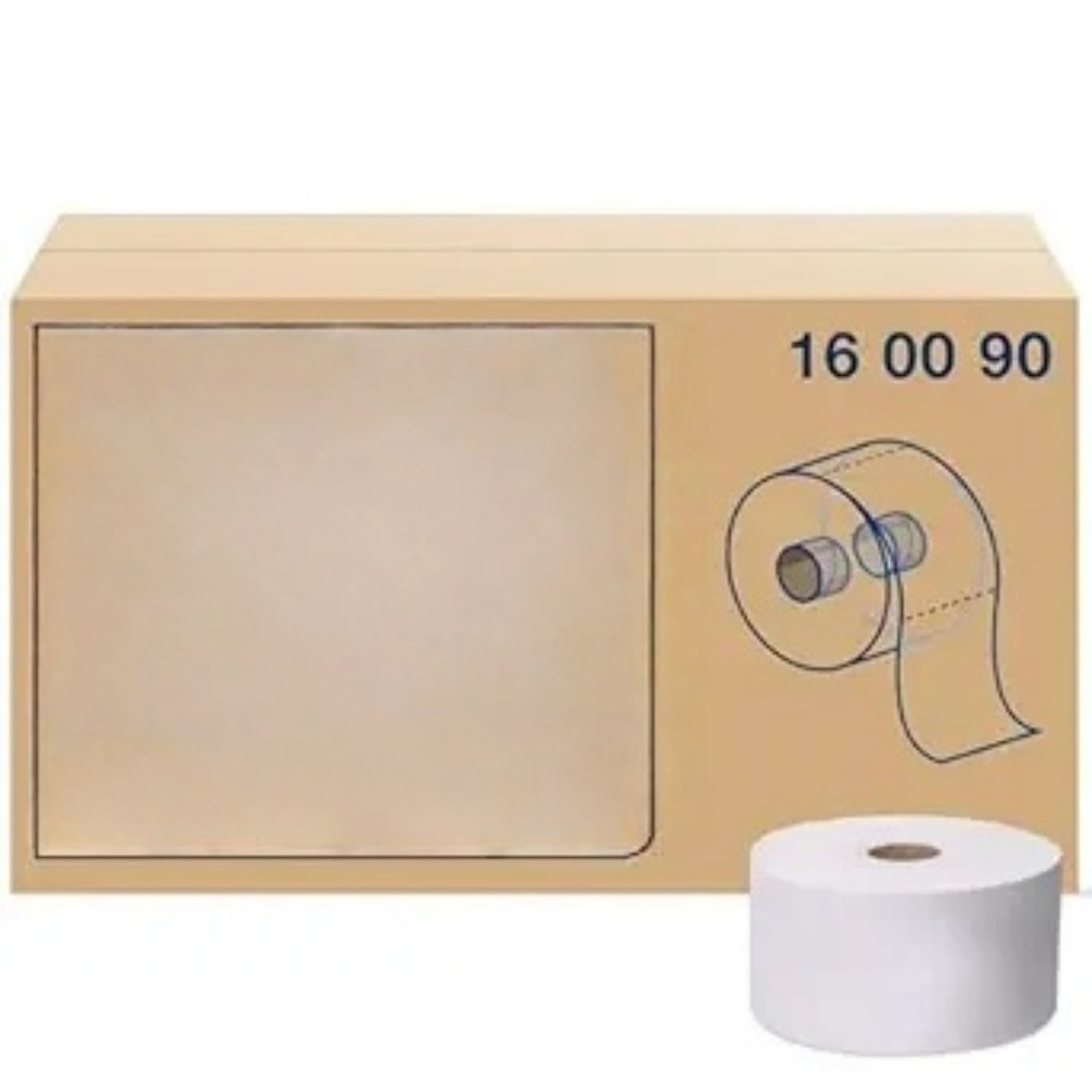 Mid-size Toilet Paper Roll White T10, Universal, 2-ply, 12 x 2000 sheets, 160090