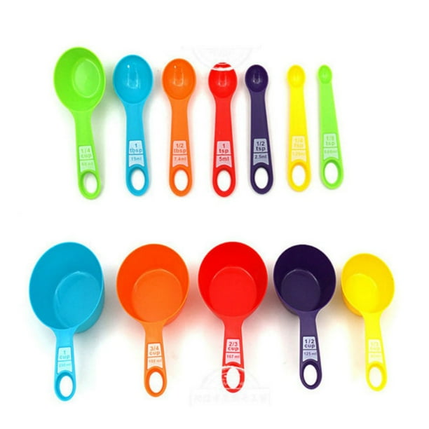 JUEGO DE CUCHARAS Y TAZAS MEDIDORAS ANIDADAS, TAZAS MEDIDORAS COLORIDAS, GANCHOS Extraybles, Material PP, Para Cocinar Hornear Con Comida Para Mascotas