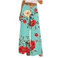 thumbnail image 2 of Nuoqisi Wide Leg Pants for Women - Summer Casual Palazzo Trousers Women's Beach Boho Lounge Elastic Waisted Flowy Split Pant Bottoms with Pockets, 2 of 9