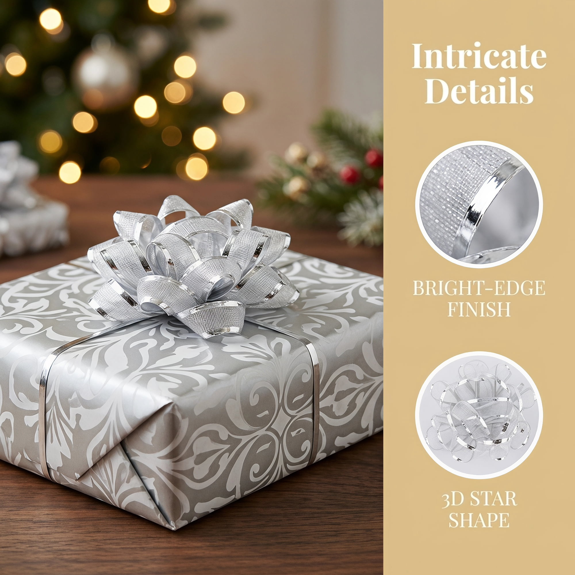 Unique Bargains Sheer Organza Gift Wrapping Bows for Weddings and Celebrations Silver