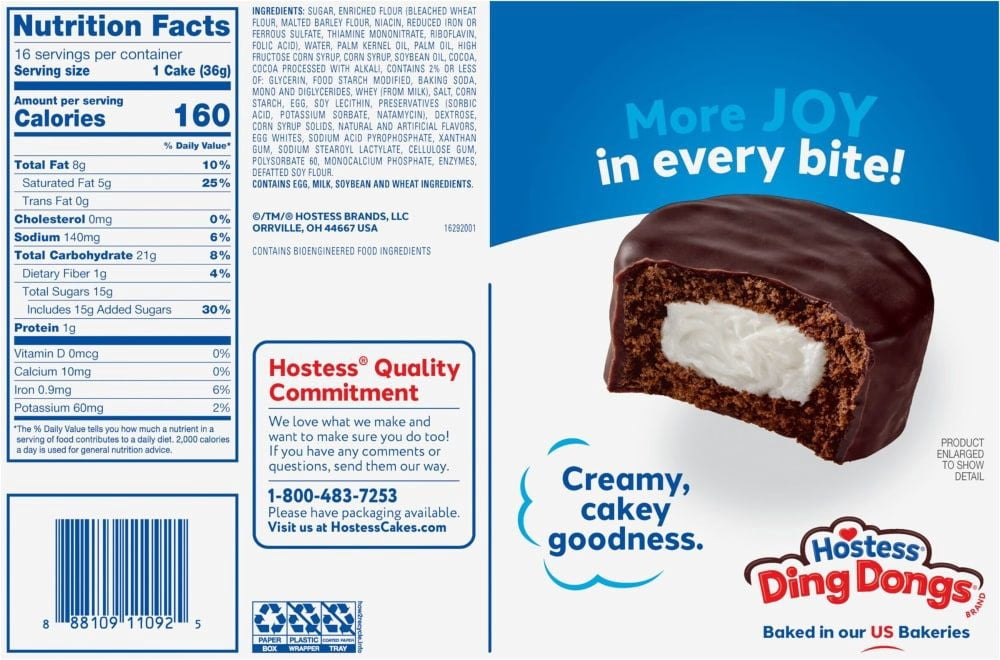 Hostess Ding Dongs Chocolate Snack Cakes Family Pack 16 ct / 20.31 oz - Pack of 2