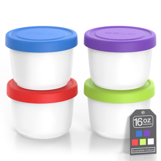 Recipientes para helado BALCI 473 ml con tapas de silicona, paquete de 4