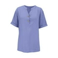 thumbnail image 5 of MESSUEN Vintage Vacation Tees Linen Shirts for Women Office Work Tops Summer Business Casual Tops for Women Going Out Comfort Work Tops Beach Tops Loose Fit Purple 2XL, 5 of 9