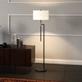thumbnail image 3 of Evelyn&Zoe Nico 63" Tall Floor Lamp with Fabric shade in Matte Black/Brass/White, 3 of 5