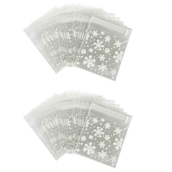 200 Pcs Sachets Pouches White Snowflake Packaging Bag for Christmas Candies