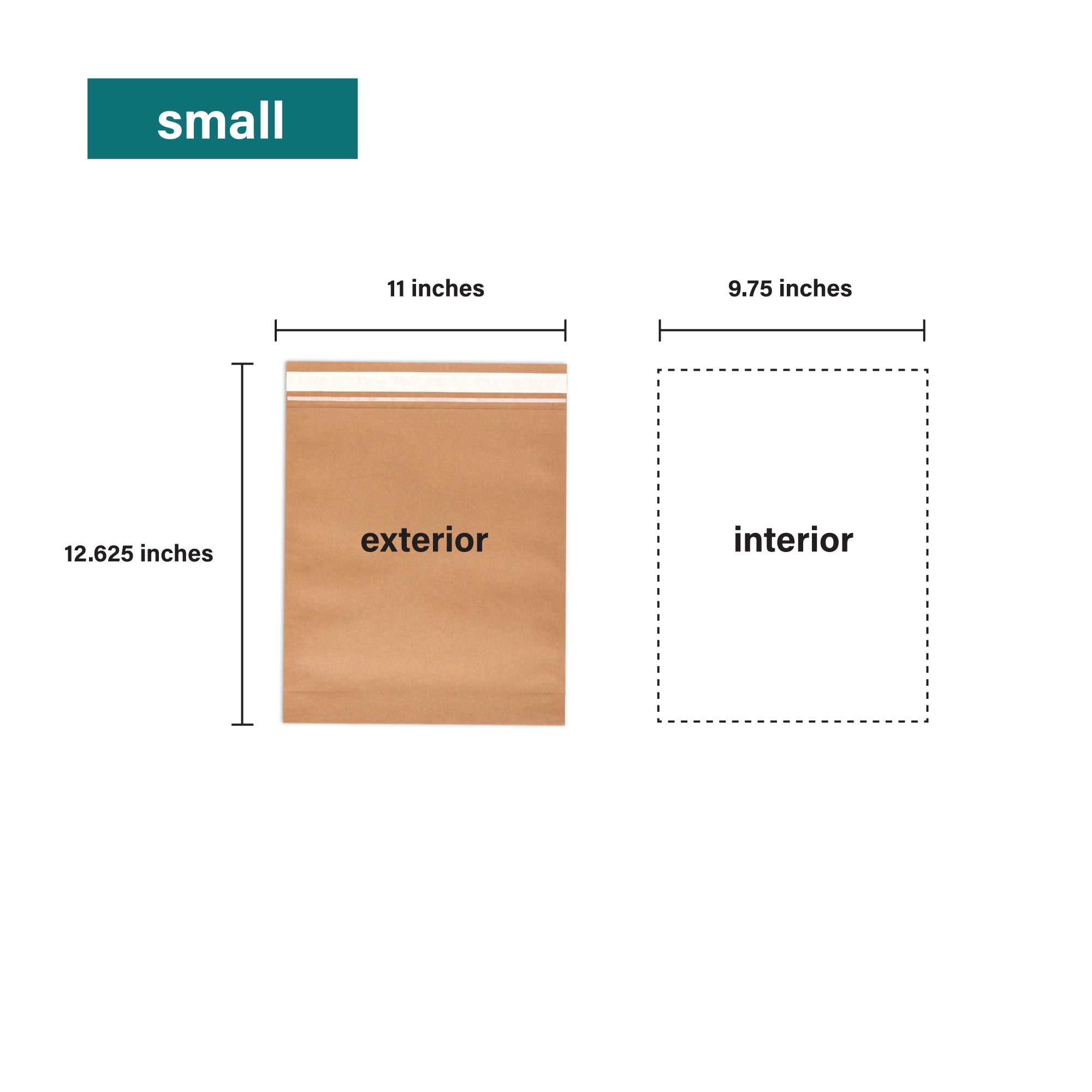 Elementree Sustainable Expandable Flat Paper Mailer, Small, 250 Count, Peel & Stick