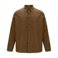 thumbnail image 4 of Men's Button Up Dress Shirt Solid Color Wrinkle-Free Long Sleeve Business Casual Work Wear Regular Fit Formal Tops (S, Coffee), 4 of 6