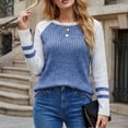 thumbnail image 5 of hotojiny Long Sleeve Shirts for Women Lightweight Sweaters Fall Outfits Color Block Winter Clothing Dressy Casual Pullover(Blue,X-Large), 5 of 7