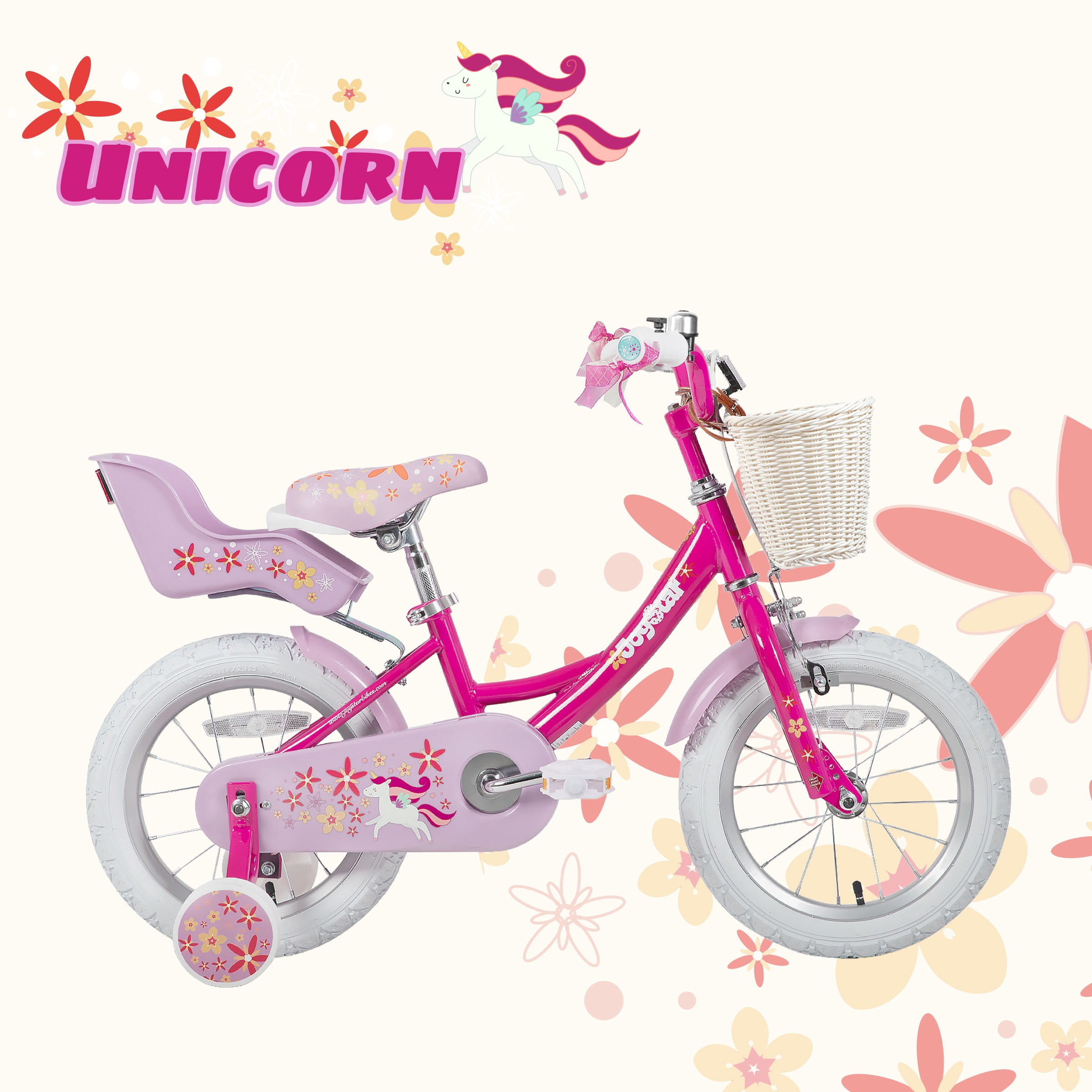Joystar Unicorn 14inch Girls' Bike, Mint Purple - Walmart.com