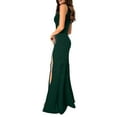 thumbnail image 3 of FASHIONWT Women Sexy Wide Strap V-Neck Bodycon Party Slit Hem Maxi Dress, 3 of 8
