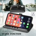 thumbnail image 4 of Wallet Case for iPhone XR Magnetic Clasp Folio Kickstand Premium Leather Case with Hand Strap, [RFID Blocking] Credit Card Slots Shockproof TPU Inner Cover For iPhone XR, Black, 4 of 9