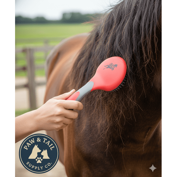 Happy Horse Mane & Tail Brush Red Ball Tip Pin Bristles Detangler Comfort Handle