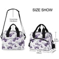 thumbnail image 3 of Insulated Crossbody Lunch Bag 10L Lunch Tote with Adjustable Shoulder Strap for Work Office Picnic Lavender-colored Butterfly Pattern, 3 of 6