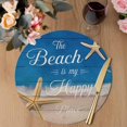 thumbnail image 3 of Coastal Starfish Round 13 Inch Placemats Set of 2, Beach Ocean Nautical Wooden Grain HeatResistant Non Slip Place Mats for Dining Table, Wipeable Braided Kitchen Table Mats for Housewarming, 3 of 9