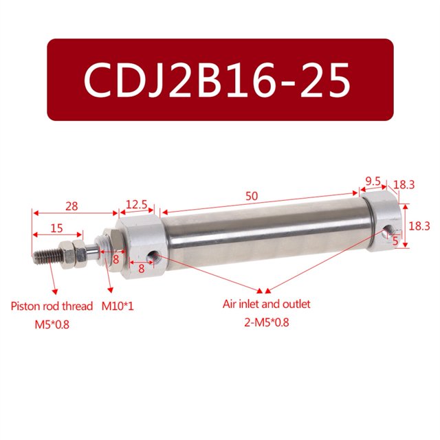 Pneumatic Air Cylinder Double Acting Single Rod 16mm Bore 10~150mm Stroke ,Double Acting