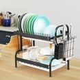 thumbnail image 2 of 2-Tier Black Stainless Steel Drain Rack for Kitchen Counters with Drainage, 2 of 7