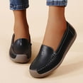 thumbnail image 2 of Rokment Women's Protective Toe Walking Shoes Comfortable Leather Slip on Flat Loafers Orthotic Non Slip Work Fashion Sneakers Black Size 7, 2 of 7