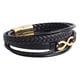thumbnail image 2 of Pulsera para hombre, estilo sencillo, con hebilla magnética, de oro negro y varias capas, hecha a mano, de cuero trenzado, 2 of 15