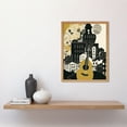 thumbnail image 2 of Edinburgh Cityscape Fringe Festival Guitar Linocut Art Print Framed Poster Wall Decor 12x16 inch, 2 of 5